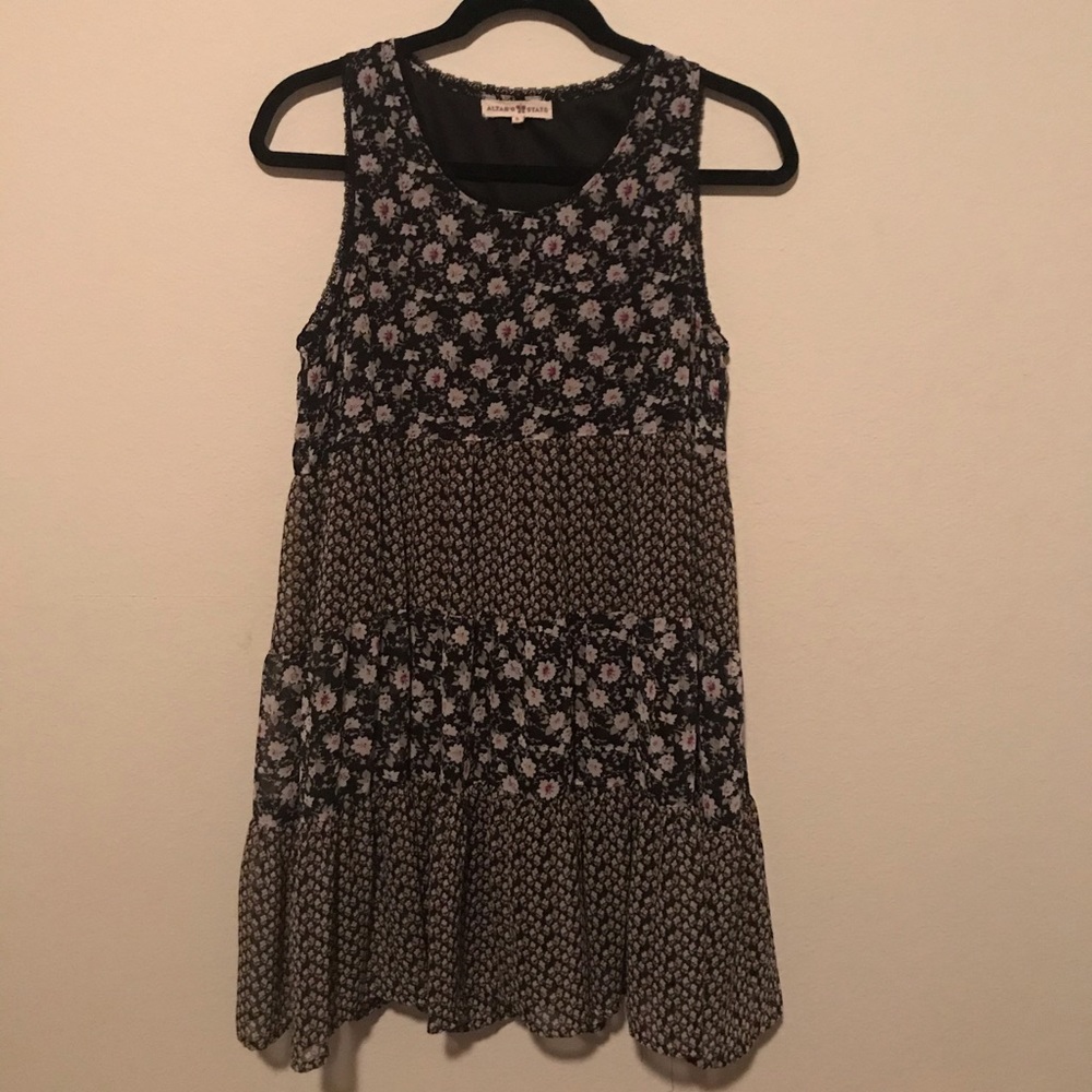 SMALL Black Floral Altar’d State Midi Dress